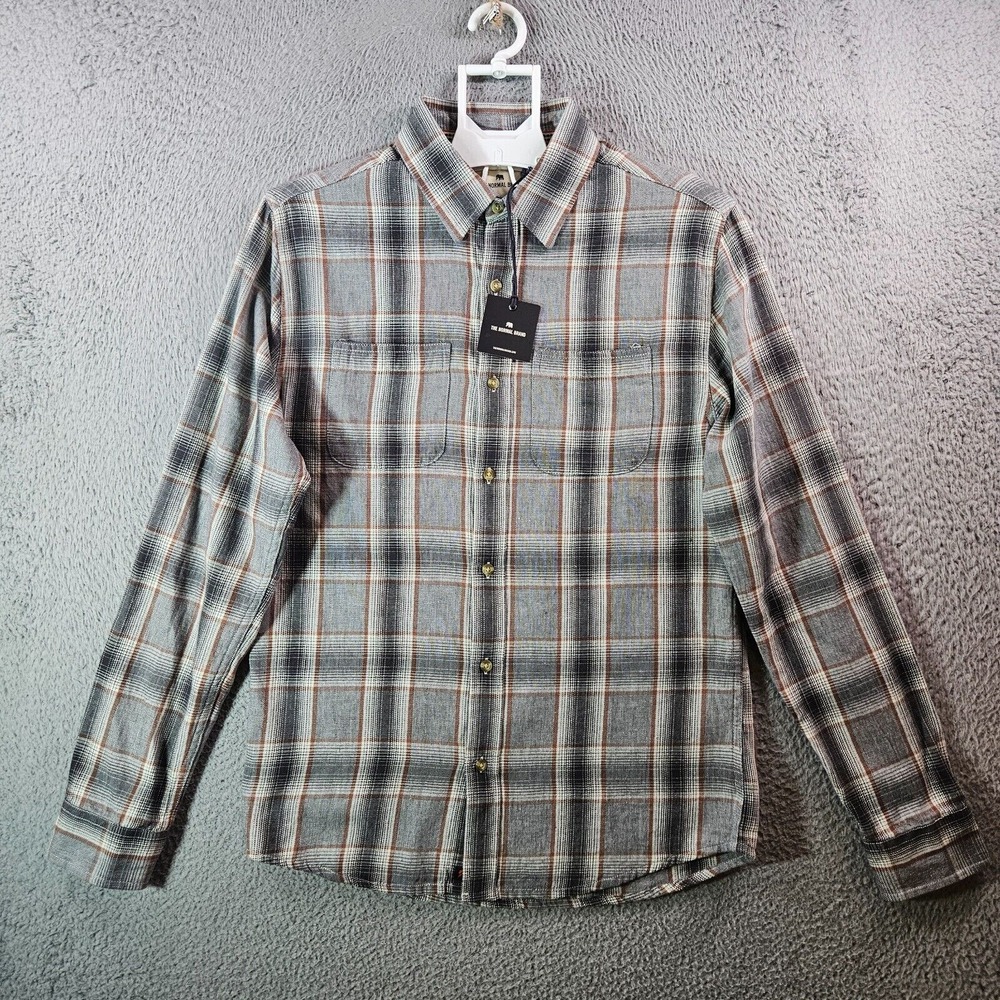 NWT The Normal Brand Shirt Men Small Button Up Long Sleeve Gray Plaid